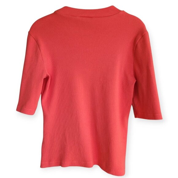 Anthropologie Maeve Ribbed Mock Neck Blair Baby Tee Burnt Orange size S EUC - Picture 6 of 14